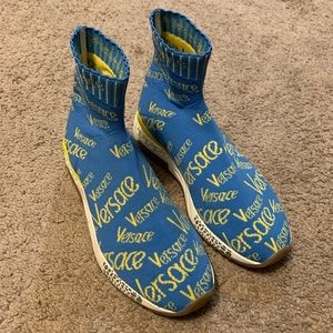 Versace Sock Sneakers Hercules Vintage Logomania Blue. Authentic